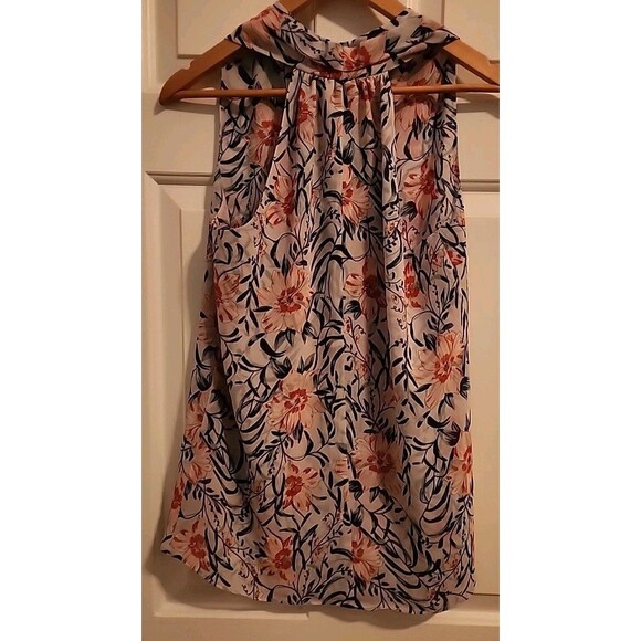 Cabi Womens XS Summer Top Sleeveless Floral Lightweight Breathable blue red - Picture 2 of 8